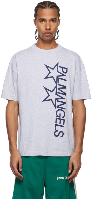 Photo: Palm Angels Grey Vertical Racing Star T-Shirt