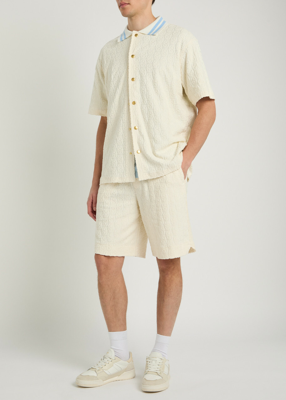 DRÔLE DE Monsieur Monogramme Terry Cotton Shirt Off White