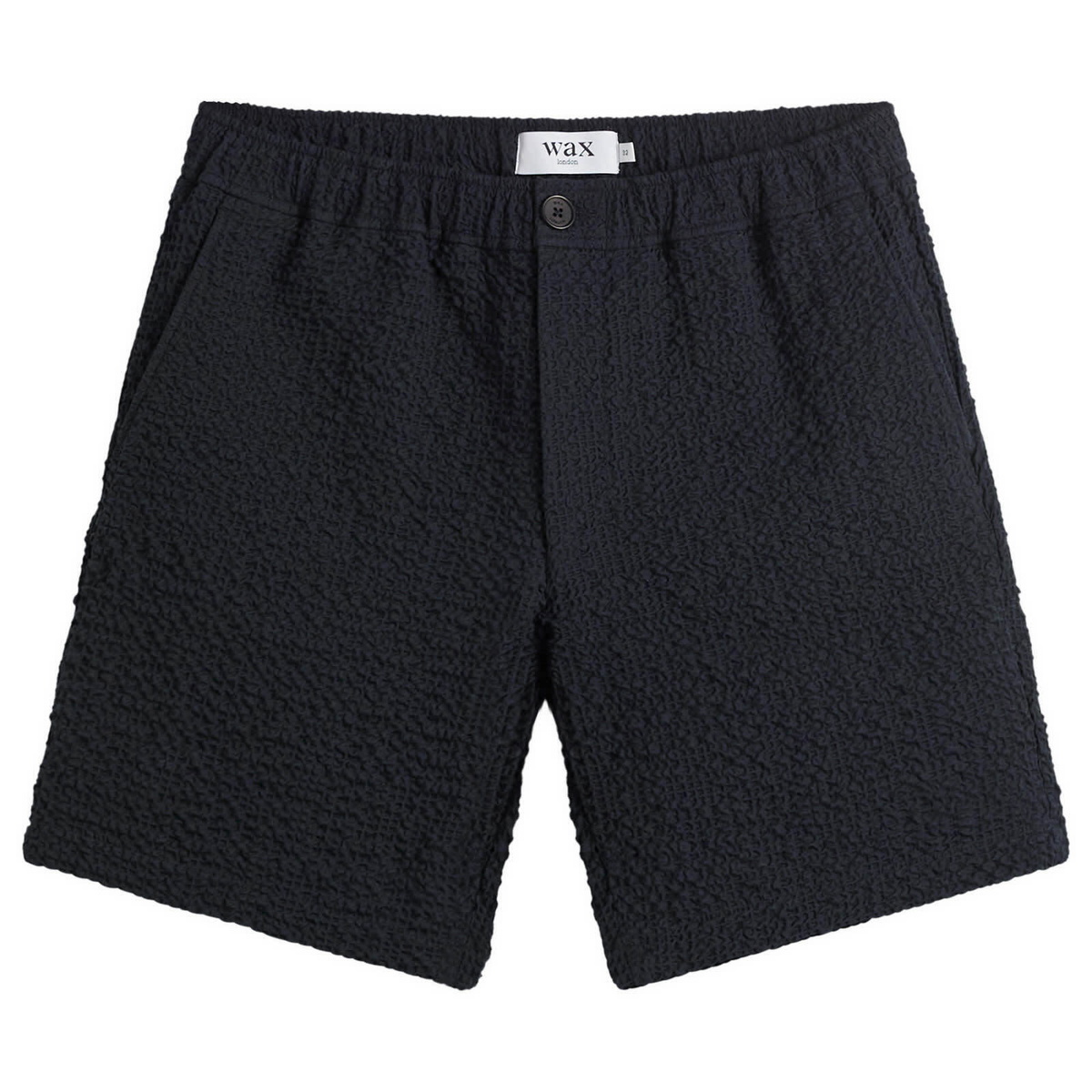 Wax London Men's Kurt Jumbo Seersucker Shorts in Dark Navy