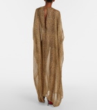 Roberto Cavalli Leopard-print semi-sheer silk kaftan