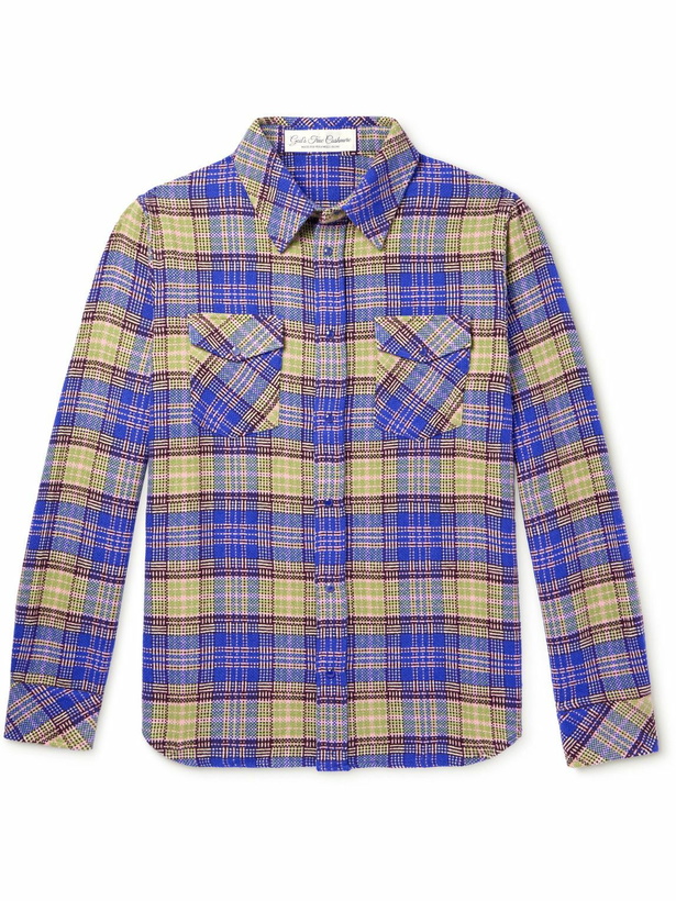 Photo: God's True Cashmere - Checked Cashmere Shirt - Blue