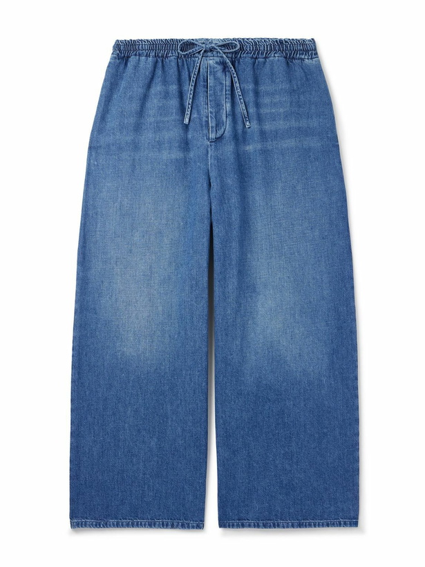 Photo: LOEWE - Paula's Ibiza Wide-Leg Cropped Drawstring Jeans - Blue