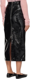 MSGM Black Patent Faux-Leather Midi Skirt