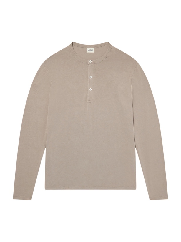 Photo: Hartford - Garment-Dyed Lyocell and Cotton-Blend Jersey Henley Shirt - Neutrals