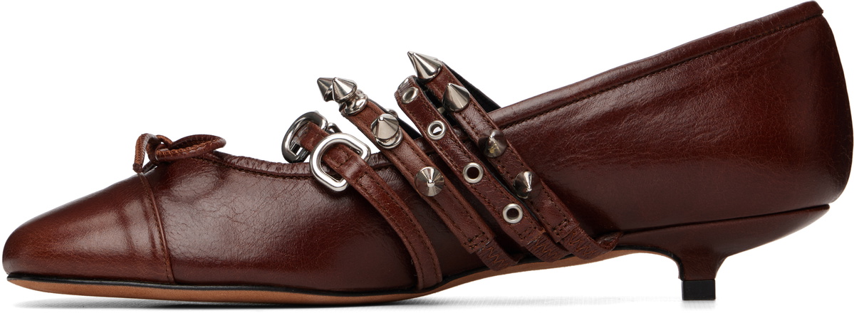 ABRA Brown Kitten Spike Ballerina Heels