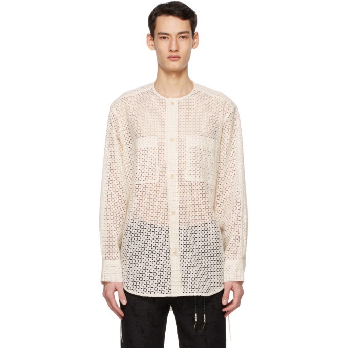 Photo: Andersson Bell Off-White Collarless Embroidered Shirt