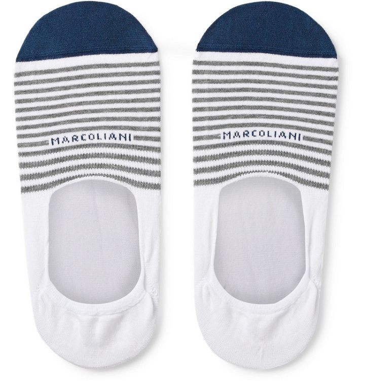 Photo: Marcoliani - Invisible Touch Striped Stretch Pima Cotton-Blend No-Show Socks - White