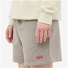 424 Men's Red Alias Logo Sweat Short in Grey