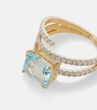 Mateo - 14kt gold spiral ring with topaz and diamonds