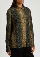 Norma Kamali Python-print Stretch-jersey Shirt Multicoloured