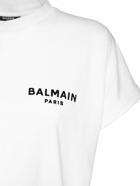 BALMAIN - Cropped Flocked Logo Cotton T-shirt