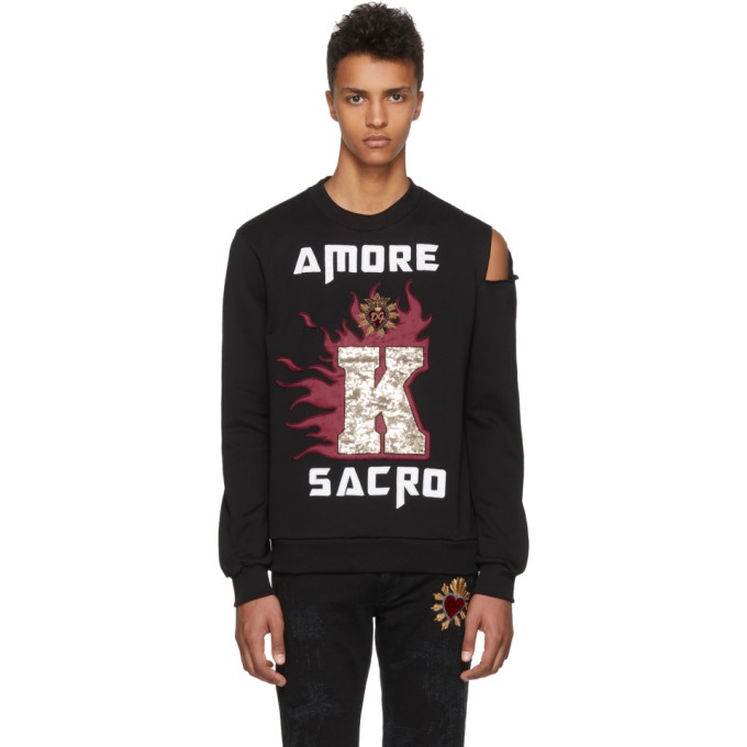 Photo: Dolce and Gabbana Black Amore Slit Sweatshirt