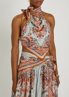 Zimmermann Aster Scarf Printed Silk Crop top Blue