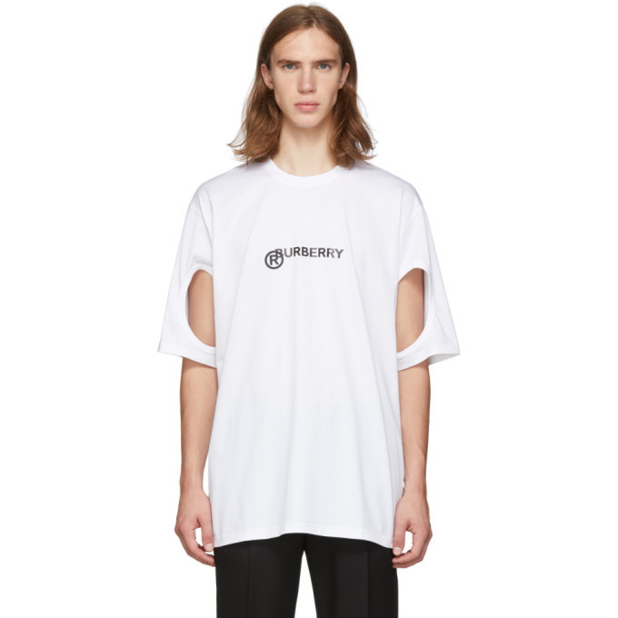Photo: Burberry White Logo Cut-Out T-Shirt