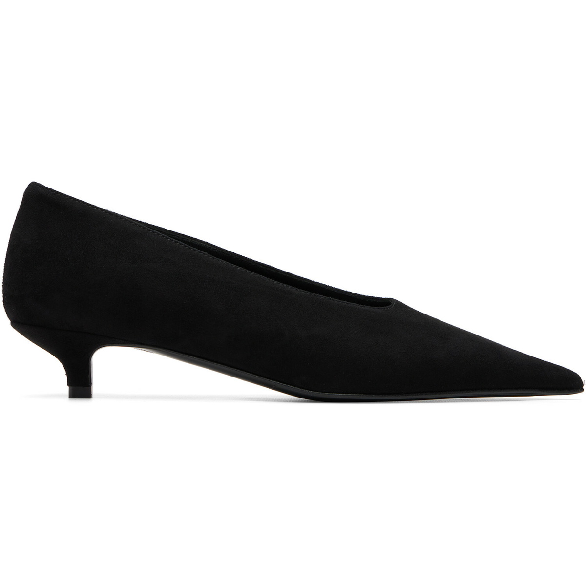 TOTEME Black Sharp Suede Kitten Heels