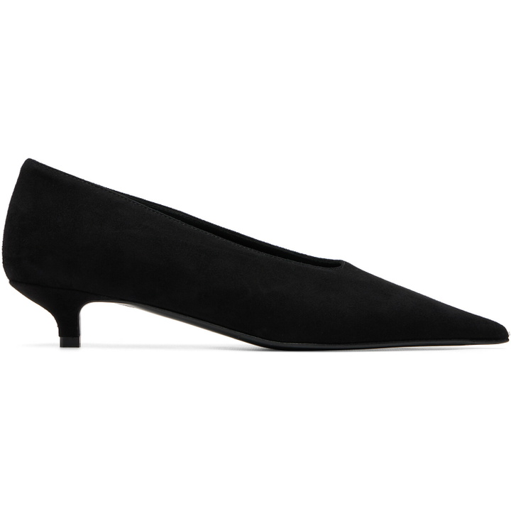 Photo: TOTEME Black Sharp Suede Kitten Heels