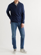 Kiton - Textured Cashmere and Silk-Blend Half-Zip Sweater - Blue