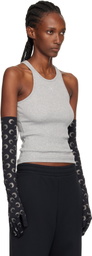 Marine Serre Gray Moon Logo Ribbed Jersey Tank Top