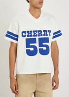 Cherry Los Angeles Appliquéd Cotton Football T-shirt White