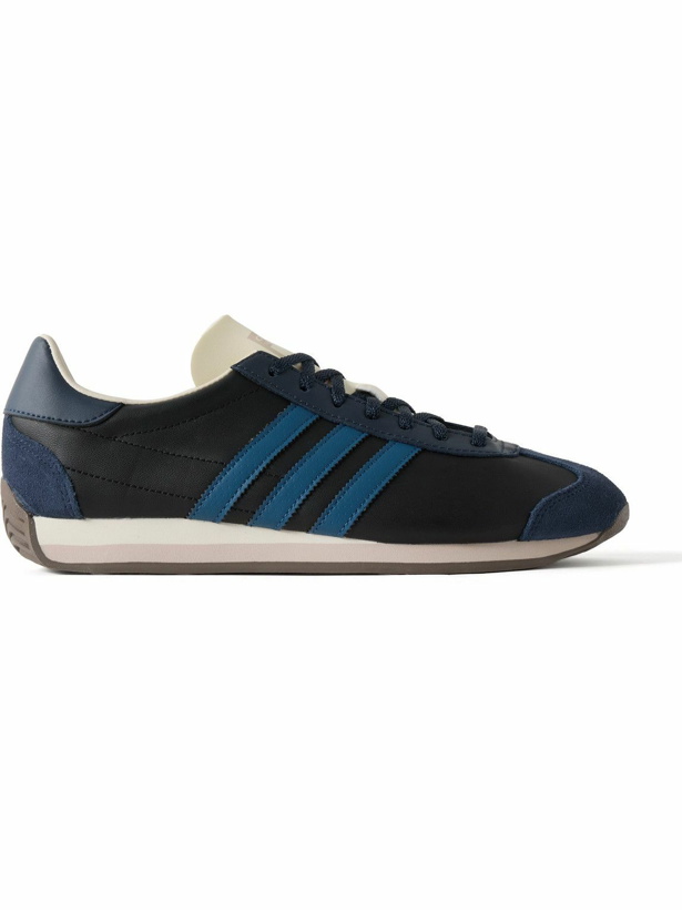 Photo: adidas Originals - Country Suede-Trimmed Leather Sneakers - Black