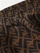 FENDI - Logo-Print Silk-Twill Shorts - Brown