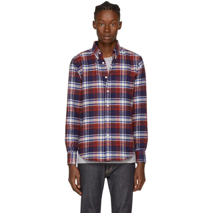 Naked and Famous Denim Tricolor Flannel Plaid Shirt Naked and Famous Denim