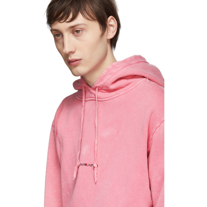 Saint Laurent Pink Rive Gauche Logo Hoodie Saint Laurent