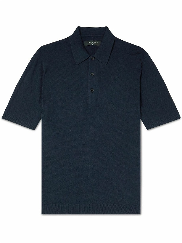 Photo: Rag & Bone - Louis Organic Cotton Polo Shirt - Blue
