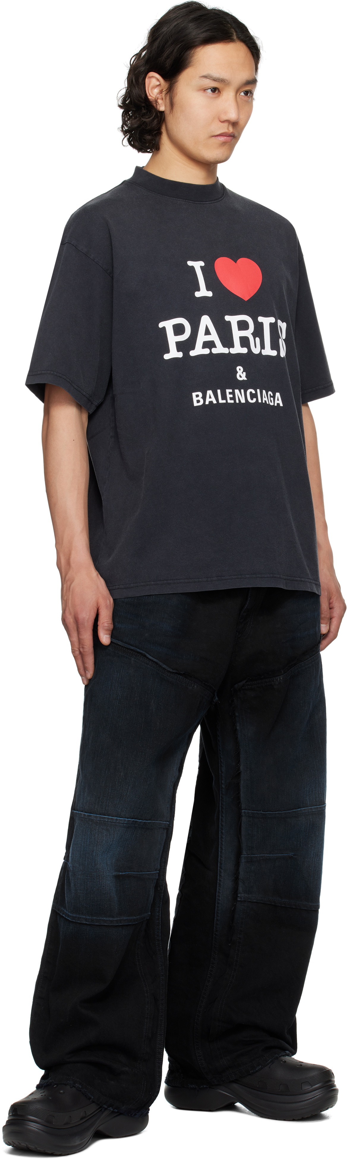 【未使用】Balenciaga I ❤️ PARIS Tシャツ【タグつき】 Balenciaga I Love Paris Cotton T-shirt - Black | Editorialist