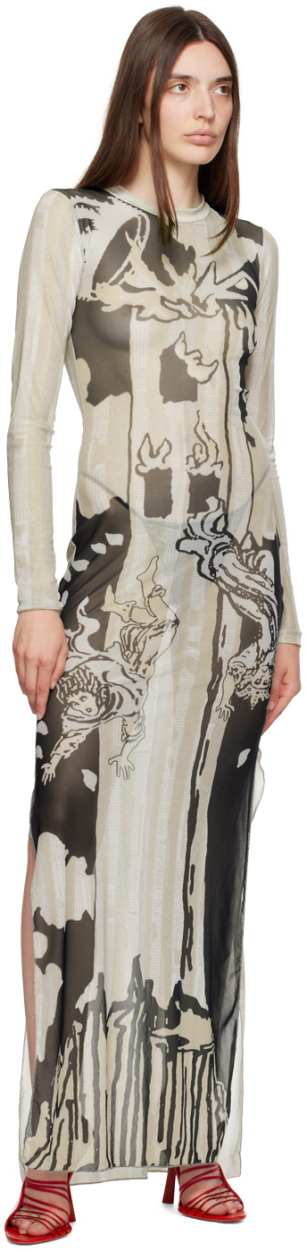 Feben Beige & Black Tower Maxi Dress
