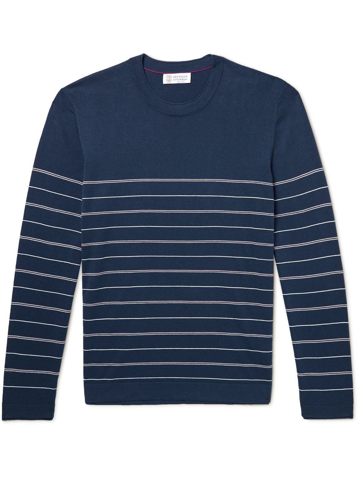 BRUNELLO CUCINELLI Striped Ribbed Cashmere Sweater for Men