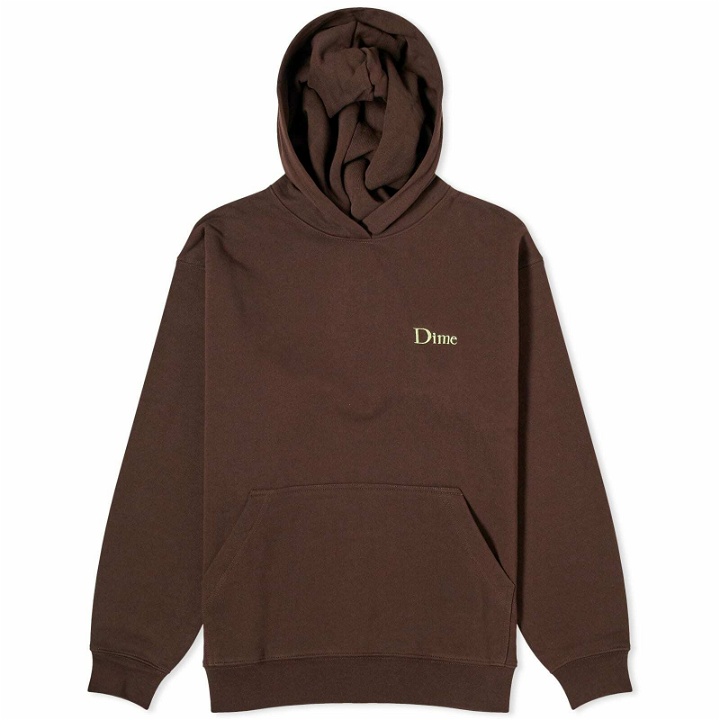 Photo: Dime Men's Classic Small Logo Hoodie in Deep Brown