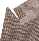 Kiton - Slim-Fit Double-Breasted Puppytooth Cashmere, Virgin Wool, Silk and Linen-Blend Suit Jacket - Brown