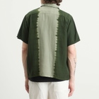 NOMARHYTHM TEXTILE Men's Hand Dye Open Collar Shirt in Forest Green