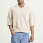 Jacquemus Men's Chevron Cotton Silk Knit Polo Shirt in Light Beige