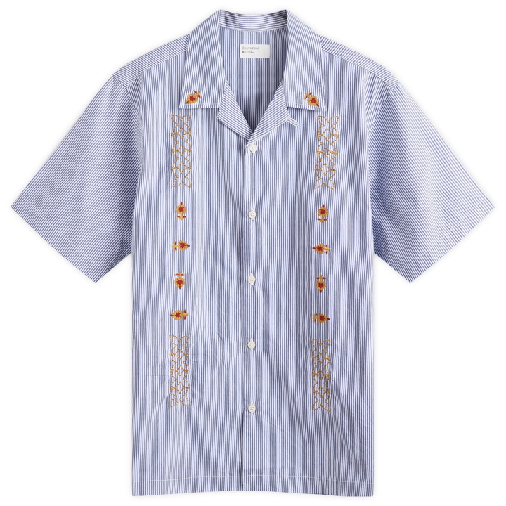 Photo: Universal Works Men's Embroidered Road Shirt in Blue