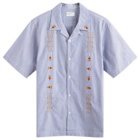 Universal Works Men's Embroidered Road Shirt in Blue