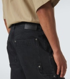 Loewe Leather-trimmed wide-leg jeans