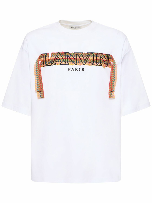 Photo: LANVIN Curb Logo Embroidery Cotton T-shirt