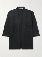 Blue Blue Japan - Haori Shawl-Collar Wool Jacket - Blue