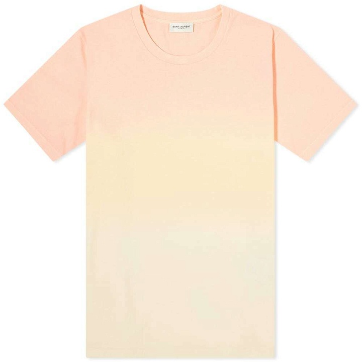 Photo: Saint Laurent Men's Tie Dye T-Shirt in Pink/Ecru/Natural