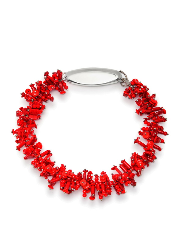 Photo: Dries Van Noten Coral Bead-embroidered Necklace - Red - One Size