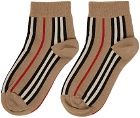Burberry Beige Stripe Short Socks