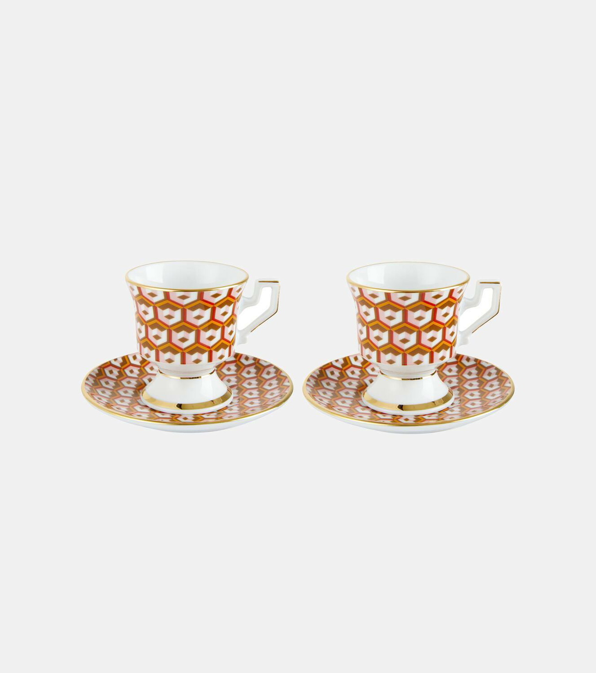 La DoubleJ Cubi Oro set of 2 espresso cups and saucers