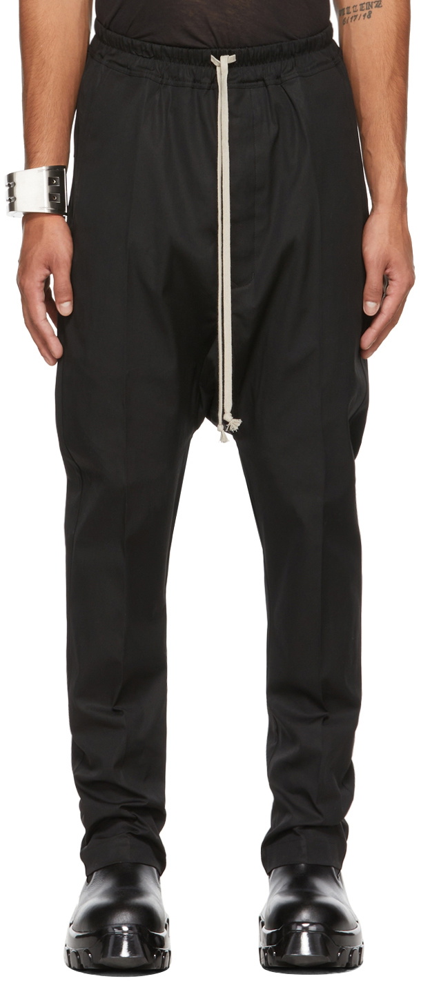 Rick Owens Black Drawstring Long Trousers Rick Owens