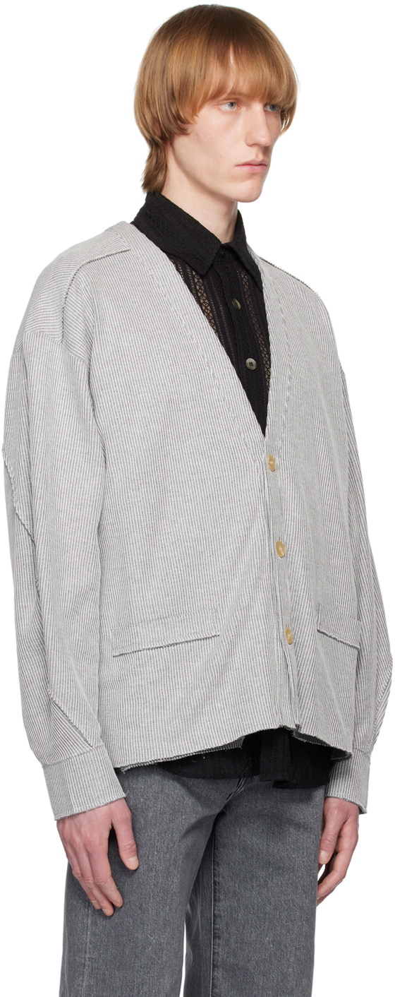 JieDa White & Black Tuck Cardigan JieDa