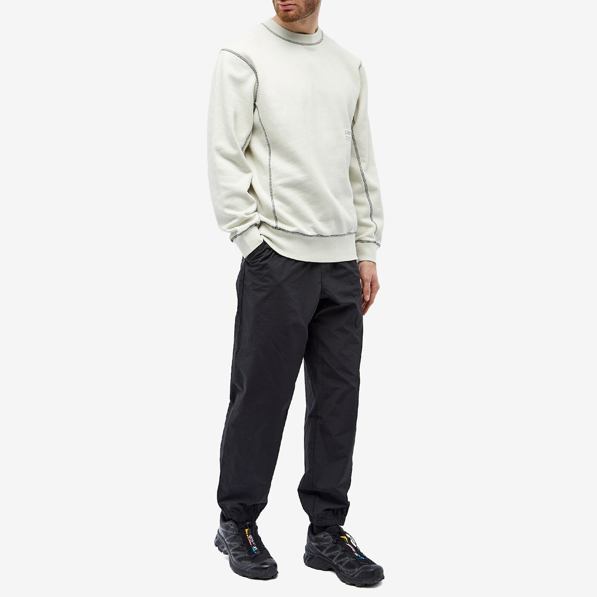 Parel Studios Men's Contrast Crew Neck Sweat in Off White