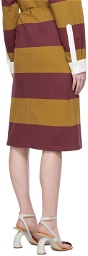Dries Van Noten Burgundy & Brown Lace-Up Skirt
