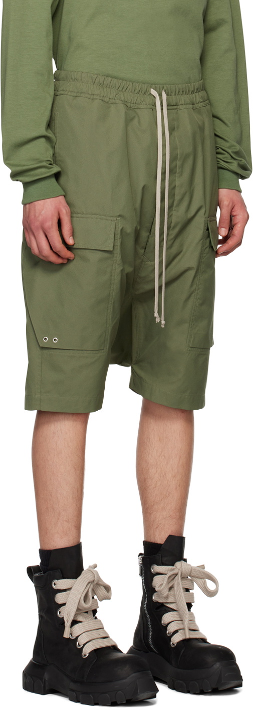 Rick Owens Green Cargo Pods Shorts Rick Owens