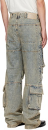 Entire Studios Blue Heavy Denim Cargo Pants